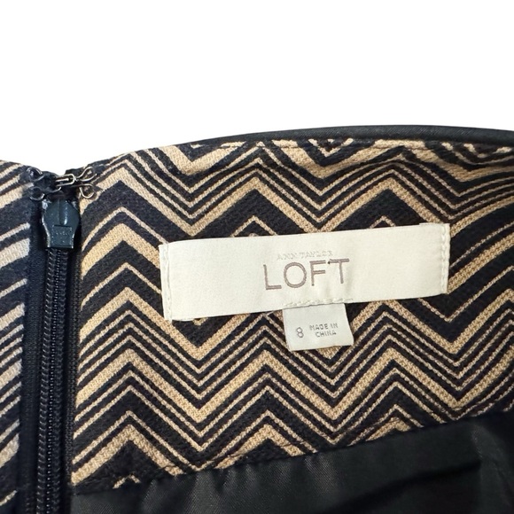 LOFT Ann Taylor Chevron Pattern brown mini Skirt size 8 office siren preppy 991 - Picture 3 of 10